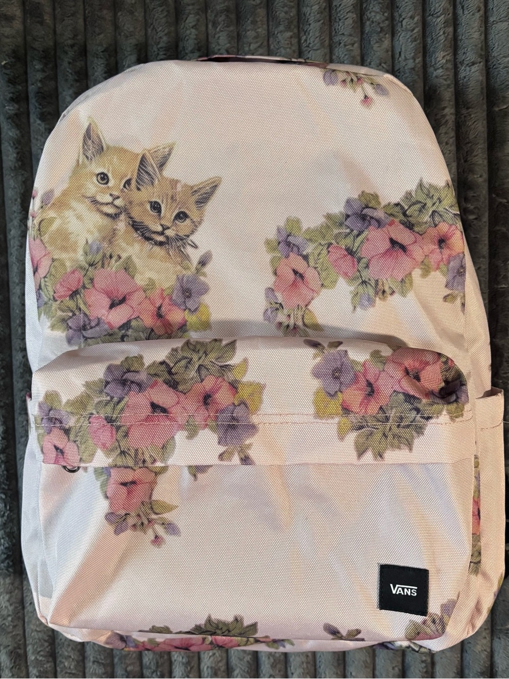 Vans old Skool Floral & Kitten Print Pink Backpack - Picture 6 of 9